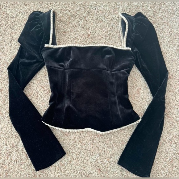 House of CB London Noa Black Velvet Corset Top - Picture 3 of 6